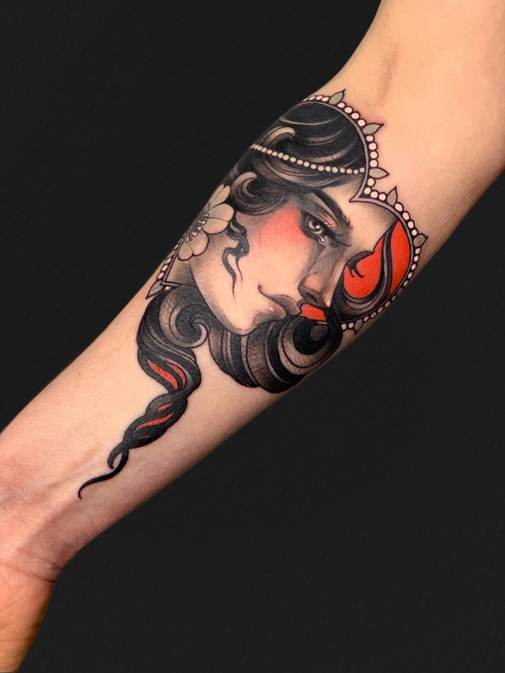 HEART SHAPES NEOTRADITIONAL FACE TATTOOS